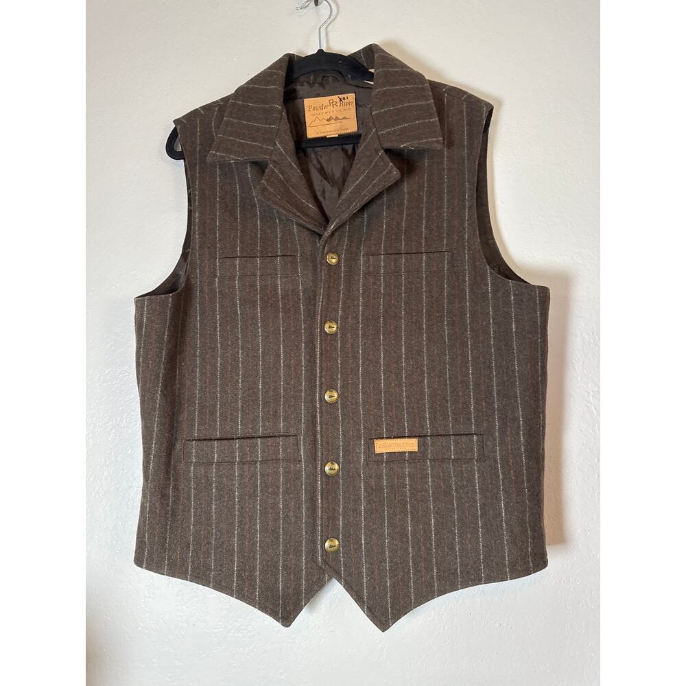 Powder River Outfitters Montana Pinstriped Wool Vest Mens Small Western Workwear